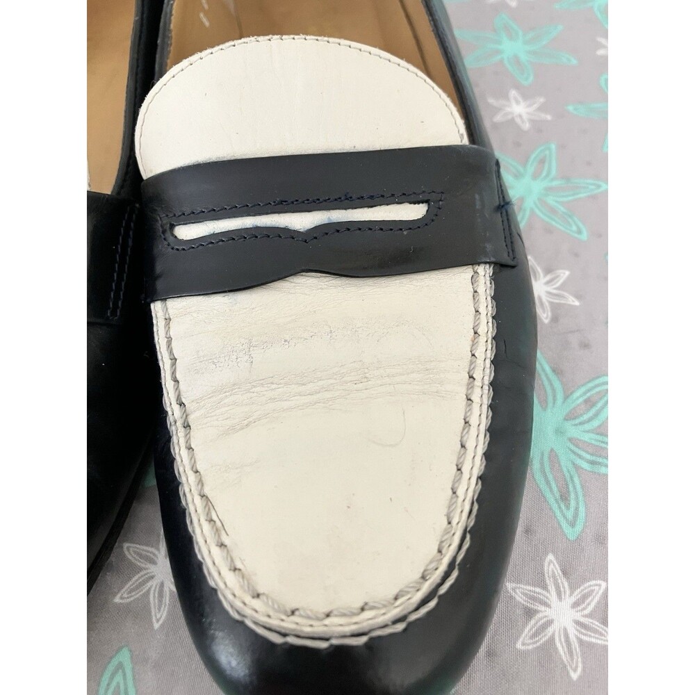 Ralph Lauren Black and Cream Leather Penny Loafers - Picture 12 of 12